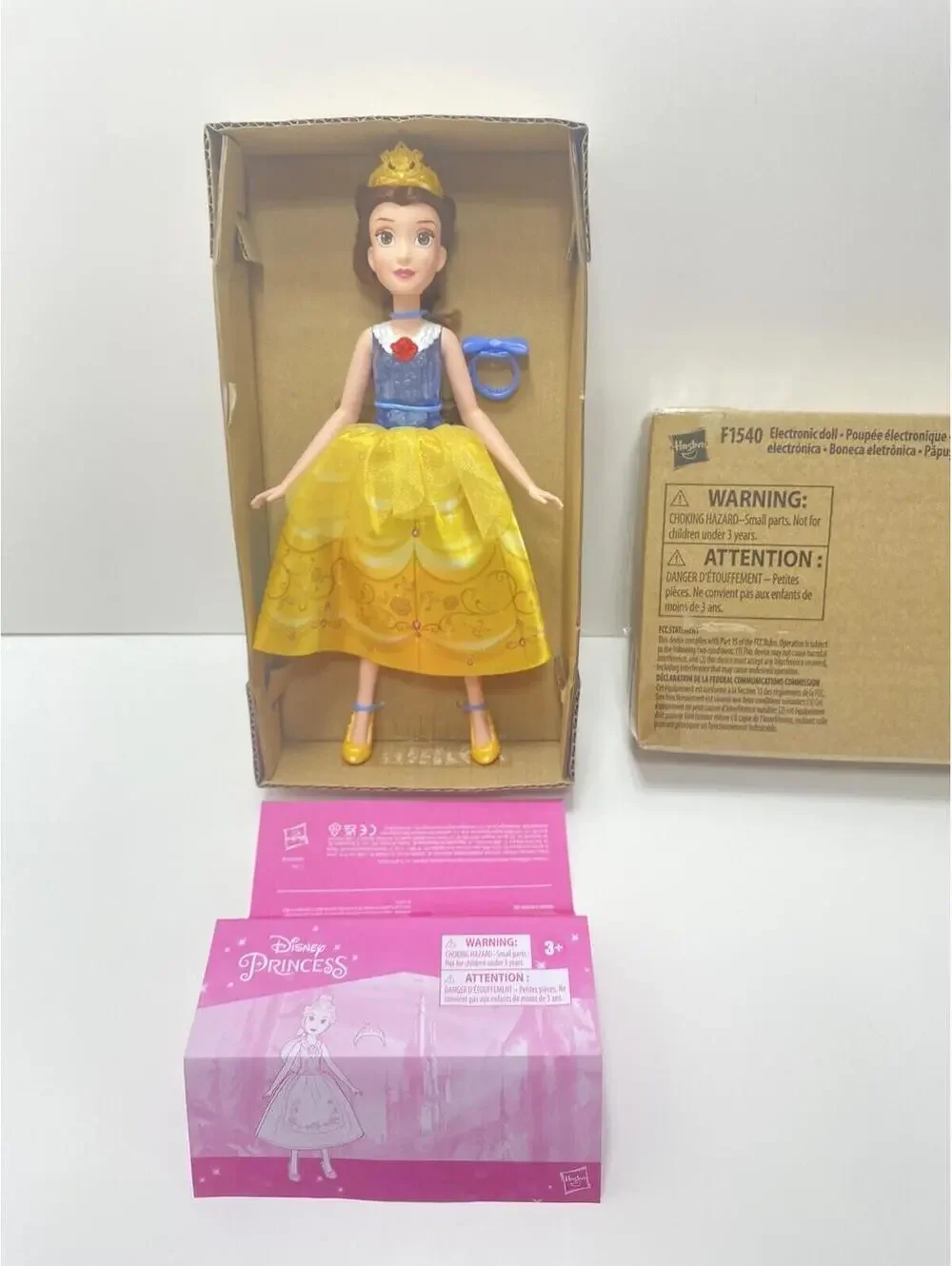Disney Hasbro Princess Belle Spin Outfit Change Doll Light Up Audio Effects